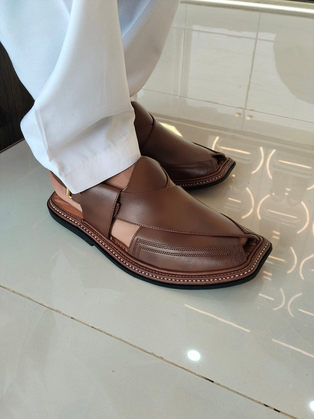 HandyMade Duoble Gear Brown Chappal
